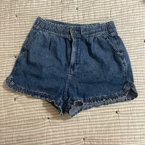 High waisted mom shorts with elastic waistband